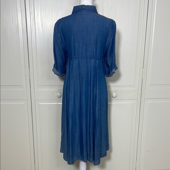 Chelsea & Theadore Women’s Blue Denim Shirt Dress Knee-Length Chambray Sz S - Picture 3 of 11
